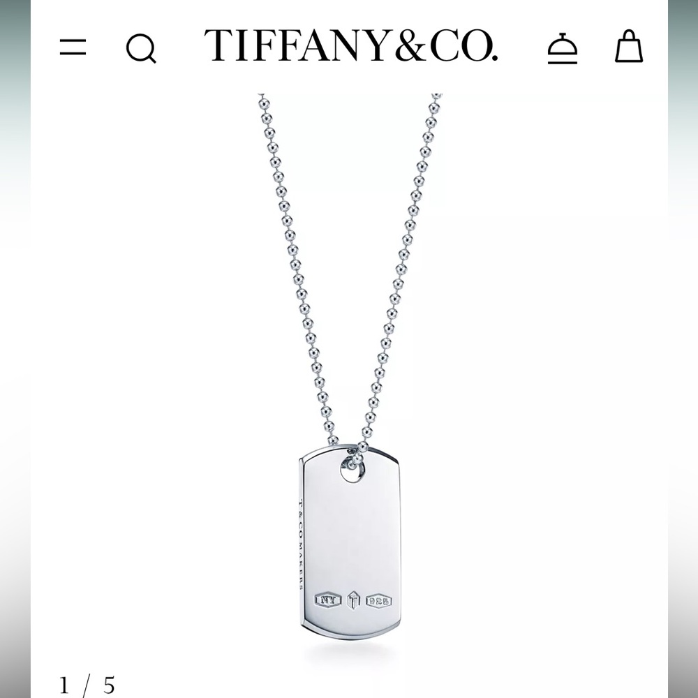 Tiffany & Co. 1837 Silver Dogtag Pendant Necklace - Sterling Silver